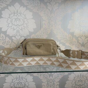 Prada Nappa Crossbody Bag in Antique Desert Beige